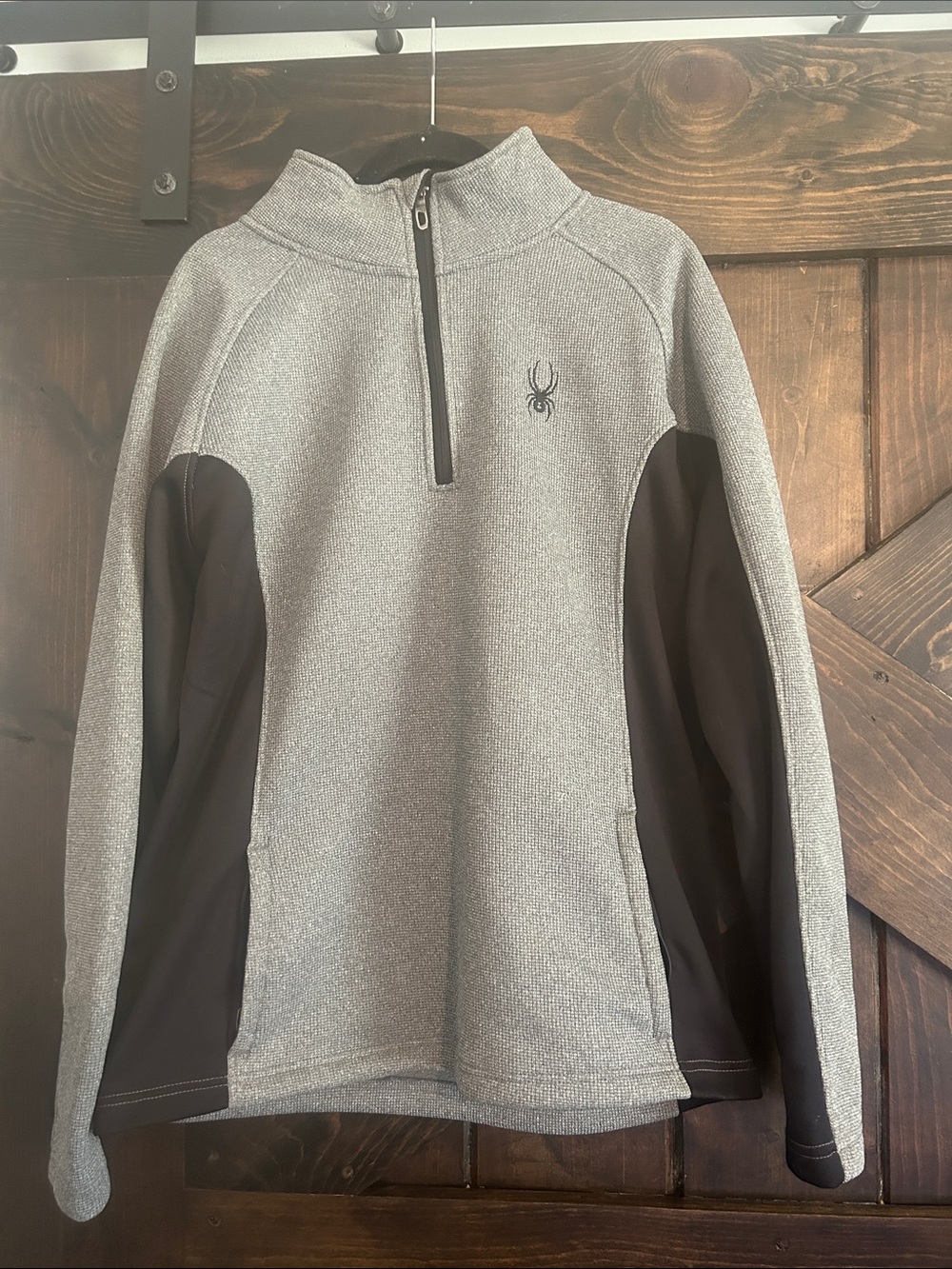 Spyder Men’s Gray and Black Quarter-Zip Performance Sweater